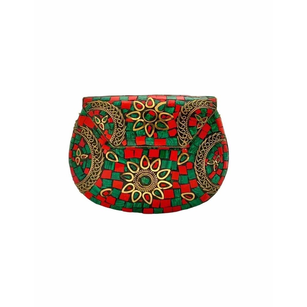 Purse Handmade Hard shell Metal with Mosaic Enamel Women Bag Gift
